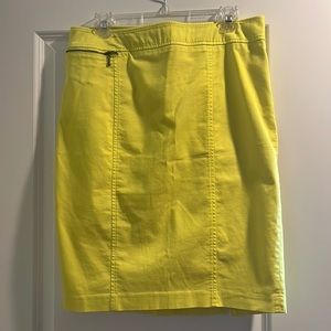 Bright yellow pencil skirt with slit